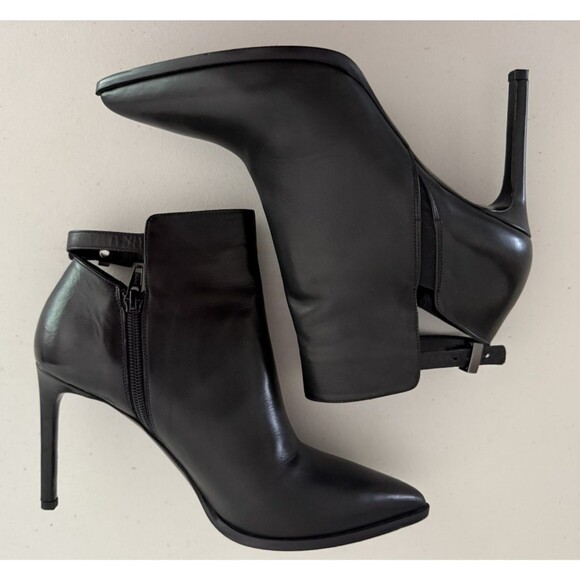 Vince Calla Leather Ankle High Heel Boots Women Size US 9.5 EU 41 Black Booties - Picture 12 of 12